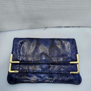 Micheal Kors Beverly blue snake skin clutch